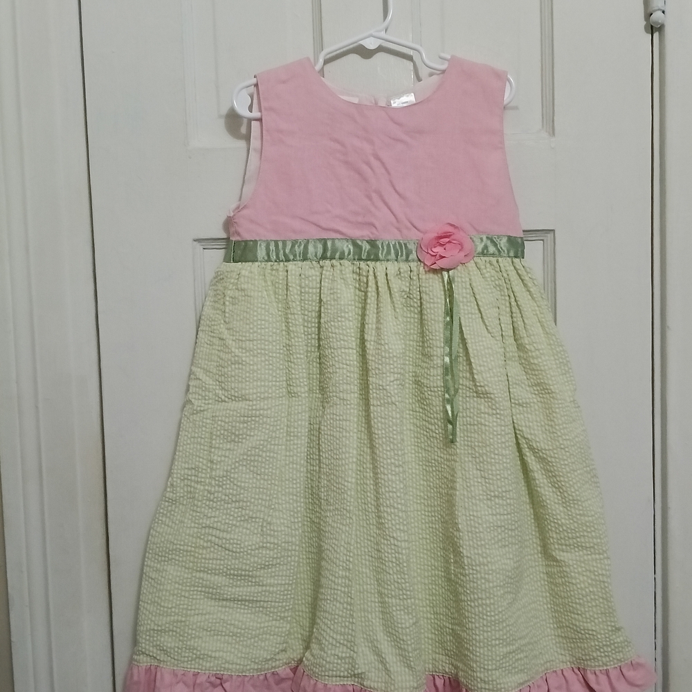 BT Kids 6 6x Charming Pink and Green Gingham Kids Dress